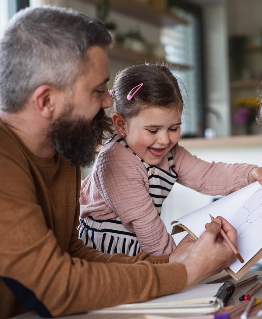 Father and daughter drawing