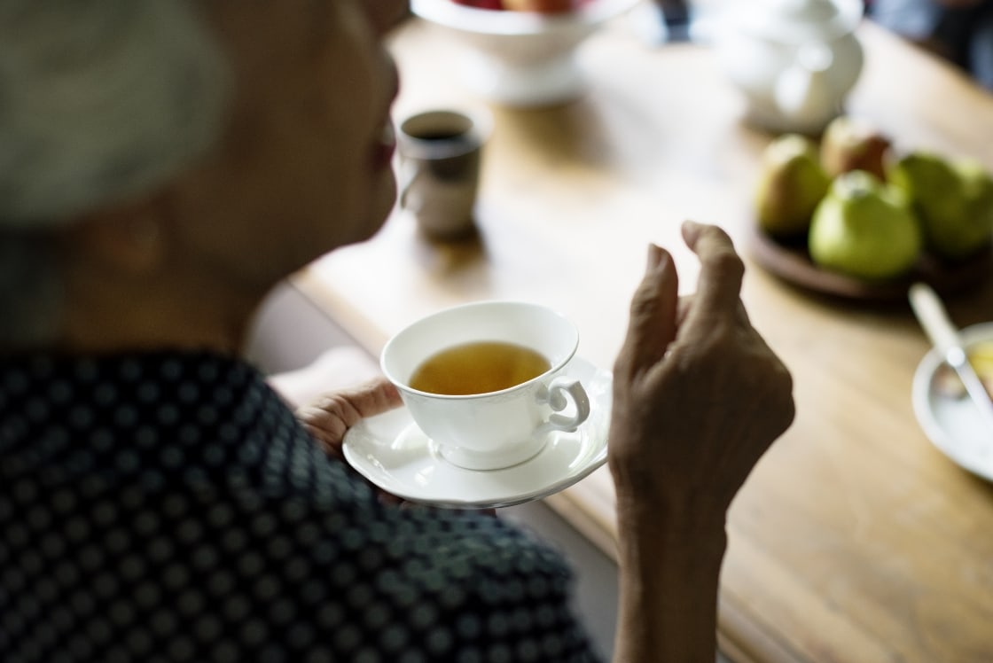 Elderly women drinking tea