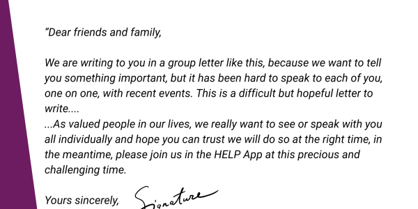 Dear friends and family letter image